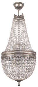 Casa Padrino Luxus Barock Kristall Kronleuchter Silber  40 x H. 95 cm - Runder Wohnzimmer Kronleuchter im Barockstil - Edel & Prunkvoll