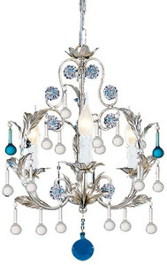 Casa Padrino Luxus Barock Kronleuchter Silber / Blau  39 x H. 50 cm - Prunkvoller Kronleuchter mit Murano Glas - Luxus Qualitt