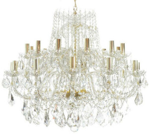 Casa Padrino Luxus Barock Kristall Kronleuchter Gold  90 x H. 70 cm - Prunkvoller Kronleuchter mit edlem Kristallglas - Edel & Prunkvoll
