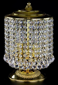 Casa Padrino Luxus Barock Kristall Tischleuchte Gold  20 x H. 34 cm - Prunkvolle Hockerleuchte mit Bhmischem Kristallglas - Barock Kristall Leuchten