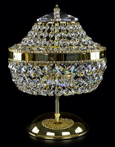 Casa Padrino Luxus Barock Kristall Tischleuchte Gold  24 x H. 34 cm - Prunkvolle Hockerleuchte mit Bhmischem Kristallglas - Barock Kristall Leuchten