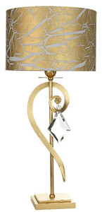 Casa Padrino Luxus Barock Kristall Tischleuchte Gold mit Patina  25 x H. 53 cm - Prunkvolle Barockstil Schreibtischleuchte mit edlem bhmischen Kristallglas - Luxus Qualitt - Made in Italy