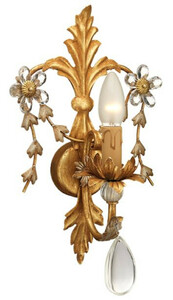 Casa Padrino Luxus Barock Kristall Wandleuchte Antik Gold 24 x 15 x H. 38 cm - Elegante Metall Wandlampe mit edlem Bhmischem Glas - Barock Leuchten