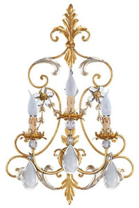 Casa Padrino Luxus Barock Kristall Wandleuchte Gold / Antik Silber 44 x 19 x H. 68 cm - Elegante Metall Wandlampe mit edlem Bhmischem Glas - Barock Leuchten