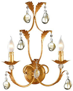 Casa Padrino Luxus Barock Kristall Wandleuchte Antik Gold 37 x 14 x H. 47 cm - Elegante Metall Wandlampe mit edlem Murano Glas - Barock Leuchten