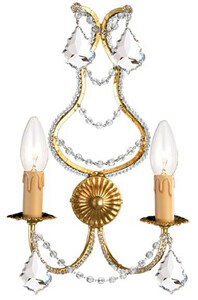 Casa Padrino Luxus Barock Kristall Wandleuchte Gold 24 x 12 x H. 40 cm - Elegante Metall Wandlampe mit edlem Bhmischem Glas - Barock Leuchten