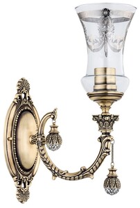 Casa Padrino Luxus Barock Kristall Wandleuchte Messing mit Patina / Silber 12 x H. 37 cm