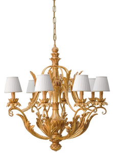 Casa Padrino Luxus Barock Kronleuchter Antik Gold / Wei  80 x H. 89,5 cm - Prunkvoller Barockstil Wohnzimmer Kronleuchter - Edel & Prunkvoll - Luxus Qualitt - Made in Italy