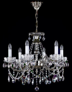 Casa Padrino Luxus Barock Kronleuchter Antik Silber  65 x H. 57 cm - Prunkvoller Messing Kronleuchter mit Bhmischem Kristallglas - Edel & Prunkvoll
