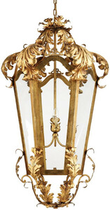 Casa Padrino Luxus Barock Wohnzimmer Hngeleuchte Gold  62 x H. 115 cm - Handgefertigte Metall Laterne - Luxus Qualitt - Made in Italy - Edel & Prunkvoll