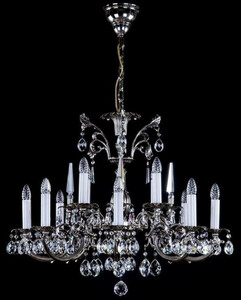 Casa Padrino Luxus Barock Kronleuchter Antik Silber  84 x H. 67 cm - Prunkvoller Messing Kronleuchter mit Bhmischem Kristallglas - Edel & Prunkvoll