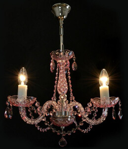 Casa Padrino Luxus Barock Kronleuchter Rosa / Silber  40 x H. 38 cm - Prunkvoller Barockstil Kronleuchter mit bhmischen Kristallglas - Edel & Prunkvoll