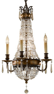 Casa Padrino Barock Kronleuchter mit Kristallglas Bronze  36,2 x H. 62,5 cm - Prunkvoller Kronleuchter im Barockstil - Edel & Prunkvoll