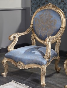 Casa Padrino Luxus Barock Salon Stuhl Hellblau / Antik Gold 65 x 85 x H. 120 cm - Barockmbel