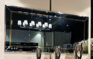 Casa Padrino Luxus Wandspiegel Silber / Gold 210 x 4 x H. 130 cm - Rechteckiger Wohnzimmer Spiegel - Luxus Mbel
