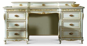 Casa Padrino Luxus Barock Schminkkommode Elfenbein / Gold 173 cm - Made in Italy