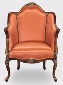 Casa Padrino Luxus Barock Sessel Orange / Dunkelbraun / Bronze - Prunkvoller Wohnzimmer Sessel im Barockstil - Barock Wohnzimmer Mbel - Edel & Prunkvoll