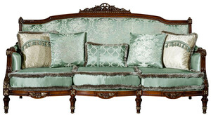 Casa Padrino Luxus Barock Sofa Hellgrn / Braun 227 x 90 x H. 126 cm - Wohnzimmer Sofa mit dekorativen Kissen - Barock Mbel