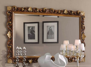 Casa Padrino Luxus Barock Spiegel Braun / Gold - Rechteckiger Wandspiegel im Barockstil - Prunkvolle Barock Mbel - Luxus Qualitt - Made in Italy