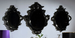 Casa Padrino Luxus Barock Spiegel Set Schwarz - 3 Handgefertigte Wandspiegel im Barockstil - Prunkvolle Barock Mbel