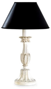 Casa Padrino Luxus Barock Tischleuchte Antik Cremewei / Schwarz  16 x H. 44,5 cm - Prunkvolle Barockstil Schreibtischleuchte mit rundem Lampenschirm - Luxus Qualitt - Made in Italy