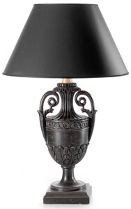 Casa Padrino Luxus Barock Tischleuchte Pokal Antik Schwarz / Schwarz  26 x H. 59,5 cm - Prunkvolle Barockstil Schreibtischleuchte mit Lampenschirm - Luxus Qualitt - Made in Italy