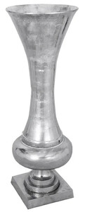 Casa Padrino Barock Vase Silber  39 x H. 102 cm - Runde Barockstil Metall Blumenvase - Barock Deko Accessoires - Barock Interior