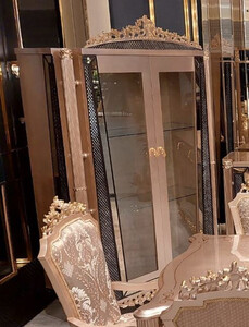 Casa Padrino Luxus Barock Vitrine Grau / Schwarz / Gold - Handgefertigter Massivholz Vitrinenschrank mit 2 Glastren - Luxus Mbel im Barockstil - Barock Mbel - Edel & Prunkvoll