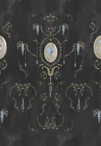 Casa Padrino Luxus Barock Vliestapete Schwarz / Mehrfarbig / Gold - Barockstil Wohnzimmer Tapete mit elegantem Muster - Wanddeko im Barockstil - Barock Tapeten - Tapeten im Barockstil