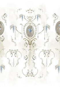 Casa Padrino Luxus Barock Vliestapete Wei / Mehrfarbig / Gold - Barockstil Wohnzimmer Tapete mit elegantem Muster - Wanddeko im Barockstil - Barock Tapeten - Tapeten im Barockstil