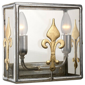 Casa Padrino Luxus Barock Wandleuchte Silber / Gold 23 x 11 x H. 23 cm - Elegante Wandlampe mit dekorativer franzsischer Lilie - Barock Leuchten