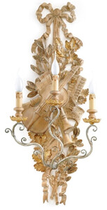 Casa Padrino Luxus Barock Wandleuchte Naturfarben / Antik Silber 41 x 19 x H. 95 cm - Prunkvolle Wandlampe im Barockstil - Barock Leuchten - Luxus Qualitt - Made in Italy