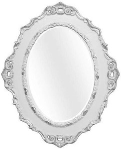 Casa Padrino Luxus Barock Wandspiegel Hellgrau / Silber 84 x 4 x H. 104 cm - Ovaler Antik Stil Spiegel - Edel & Prunkvoll