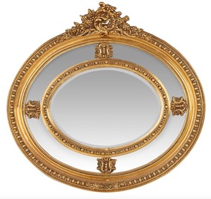 Casa Padrino Luxus Barock Wandspiegel Oval Gold 120 cm - Massiv und Schwer - Goldener Spiegel