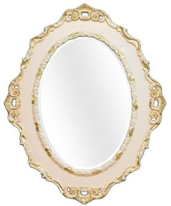 Casa Padrino Luxus Barock Wandspiegel Creme / Gold 84 x 4 x H. 104 cm - Ovaler Antik Stil Spiegel - Edel & Prunkvoll