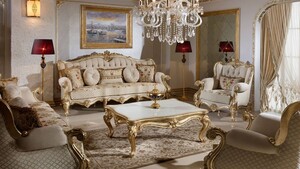 Casa Padrino Luxus Barockstil Wohnzimmer Mbel Set Grau / Wei / Gold