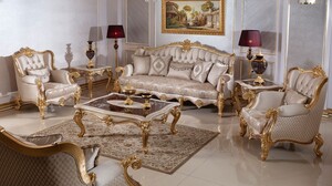 Casa Padrino Luxus Barockstil Wohnzimmer Mbel Set Silber / Braun / Gold