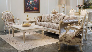 Casa Padrino Luxus Barock Wohnzimmer Set Creme / Rosa / Wei / Gold - 2 Sofas & 2 Sessel & 1 Couchtisch - Handgefertigte Wohnzimmer Mbel im Barockstil - Edel & Prunkvoll