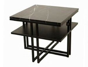 Casa Padrino Luxus Beistelltisch Marmor / Gestell Schwarz 60 x 60  x H. 50 cm - Tisch Marmorplatte - Farbe whlbar