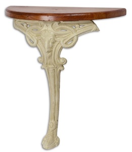 Casa Padrino Barock Beistelltisch Braun / Wei 63 x 31 x H. 65,5 cm - Halbrunder Tisch mit Holzplatte und Gusseisen Bein - Barock Wandtisch