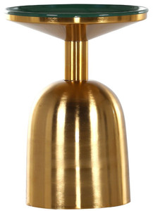 Casa Padrino Luxus Beistelltisch Grn / Gold  38 x H. 52 cm - Runder emaillierter und galvanisierter Metall Tisch - Wohnzimmer Mbel