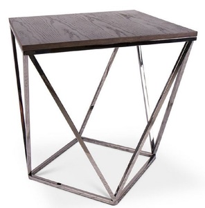 Casa Padrino Designer Beistelltisch Braun / Silber 57 x 57 x H. 60 cm - Tisch mit gebeizter Eichenfurnierplatte - Wohnzimmermbel - Luxus Qualitt