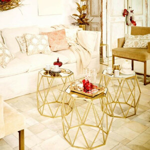 Casa Padrino Luxus Beistelltisch Set Gold - 3 Metall Tische mit Glasplatte - Wohnzimmer Mbel - Luxus Kollektion