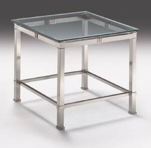 Casa Padrino Luxus Beistelltisch Silber 60 x 60 x H. 48 cm - Quadratischer Messing Tisch mit Glasplatte - Luxus Wohnzimmer Mbel