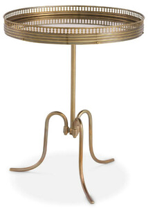 Casa Padrino Luxus Beistelltisch Vintage Messing  46 x H. 56,5 cm - Runder Messing Tisch mit antikem Spiegelglas - Wohnzimmer Mbel - Luxus Mbel - Luxus Einrichtung - Luxus Interior