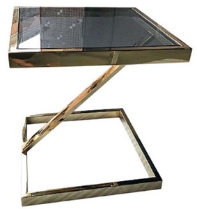 Casa Padrino Luxus Beistelltisch Gold / Schwarz 45 x 45 x H. 50 cm - Edelstahl Tisch mit getnter Glasplatte