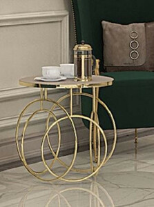 Casa Padrino Luxus Beistelltisch Gold / Creme - Designer Tisch mit Marmorplatte - Luxus Wohnzimmer & Hotel Mbel - Luxus Qualitt
