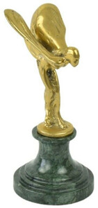 Casa Padrino Luxus Briefbeschwerer Skulptur Frau mit Flgeln Gold / Grn 7 x 8 x H. 16 cm - Elegante Bronze Figur mit Marmorsockel - Luxus Schreibtisch Deko Accessoires