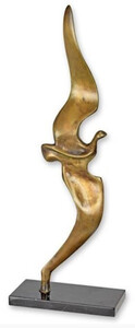 Casa Padrino Luxus Bronze Deko Skulptur Vogel Bronze / Schwarz 20 x 12,2 x H. 53,5 cm - Abstrakte Bronze Deko Figur mit Marmorsockel - Schreibtisch Deko - Deko Accessoires - Luxus Accessoires