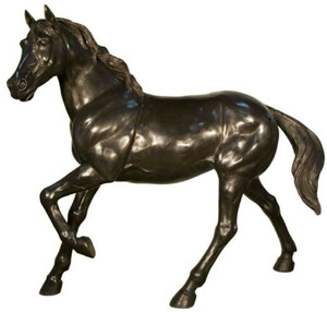 Casa Padrino Luxus Bronze Deko Skulptur Pferd 188 x 64 x H. 157 cm - Riesiege Bronze Skulptur - Lebensgroe Tierfigur - XXL Bronze Figur - XXL Garten Skulptur - Luxus Garten Deko
